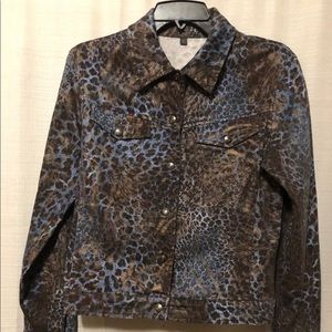 Vermoda SPA ladies Sz S blue brown leopard print
